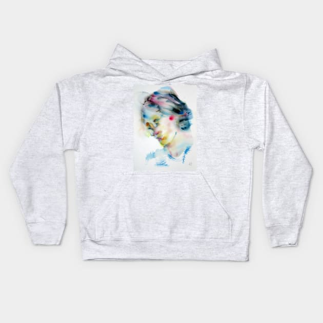 VIRGINIA WOOLF - watercolor portrait .2 Kids Hoodie by lautir